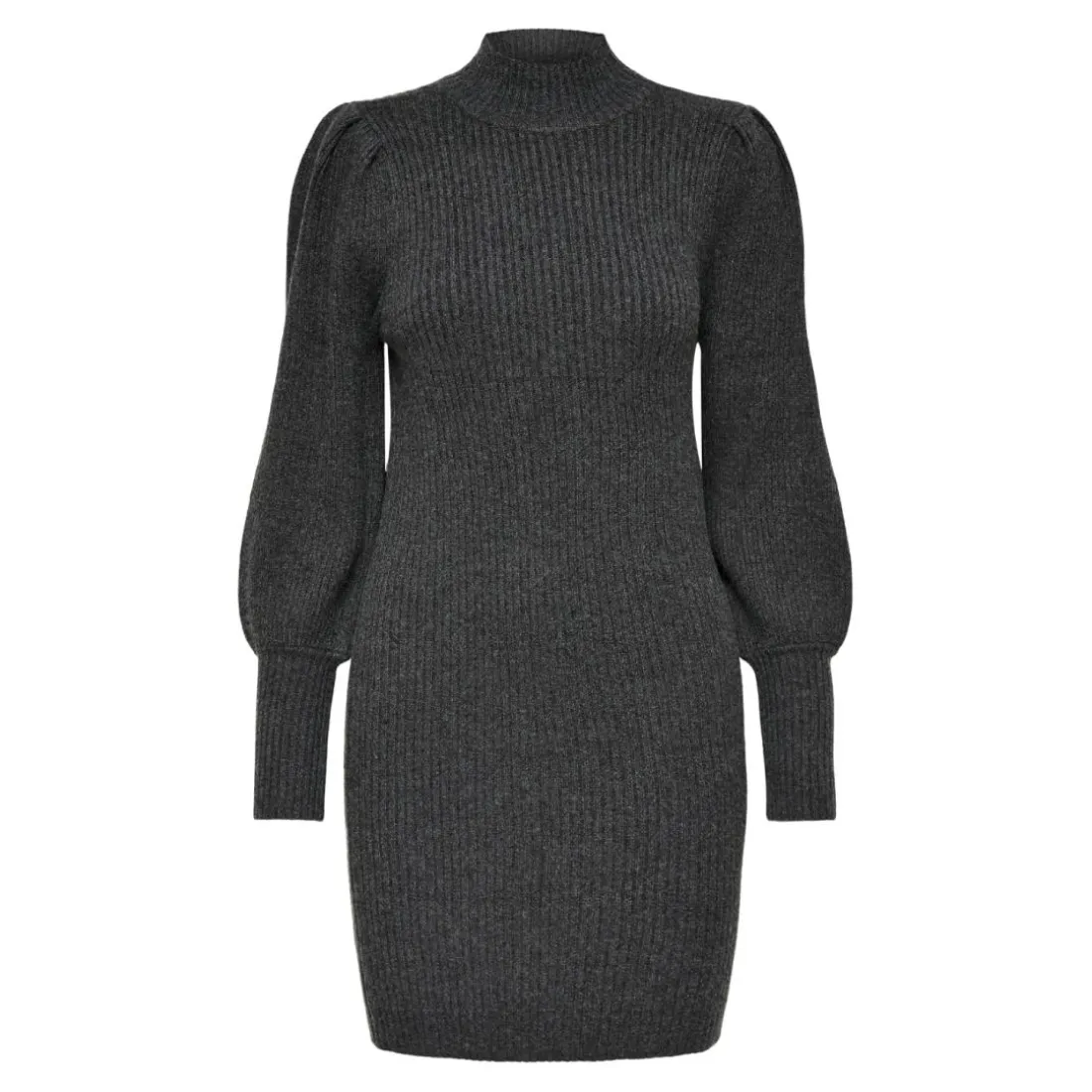 Robe en maille manches longues gris foncé Faye