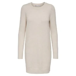 Robe en maille manches longues gris clair Cleo