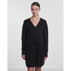 Robe en maille manches longues noir Nea