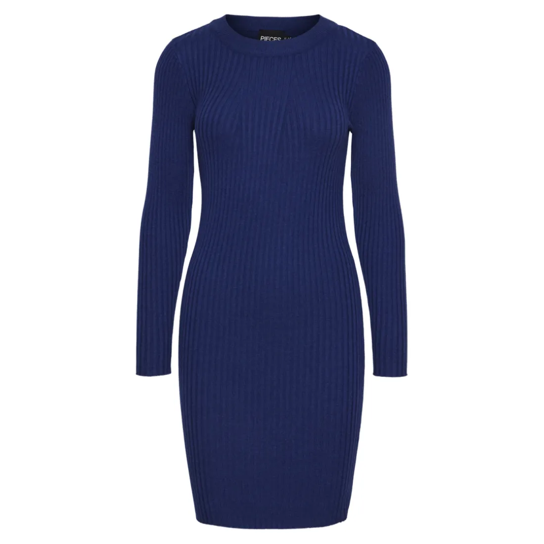 Robe en maille manches longues Crista bleu en viscose Uma