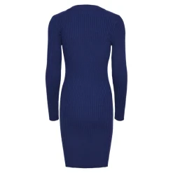 Robe en maille manches longues Crista bleu en viscose Uma