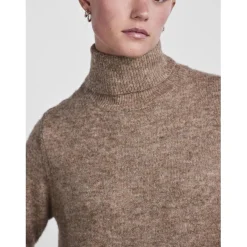 Robe en maille manches longues marron June