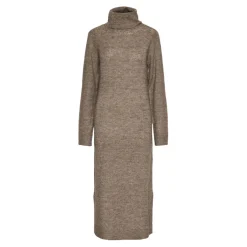 Robe en maille manches longues marron June