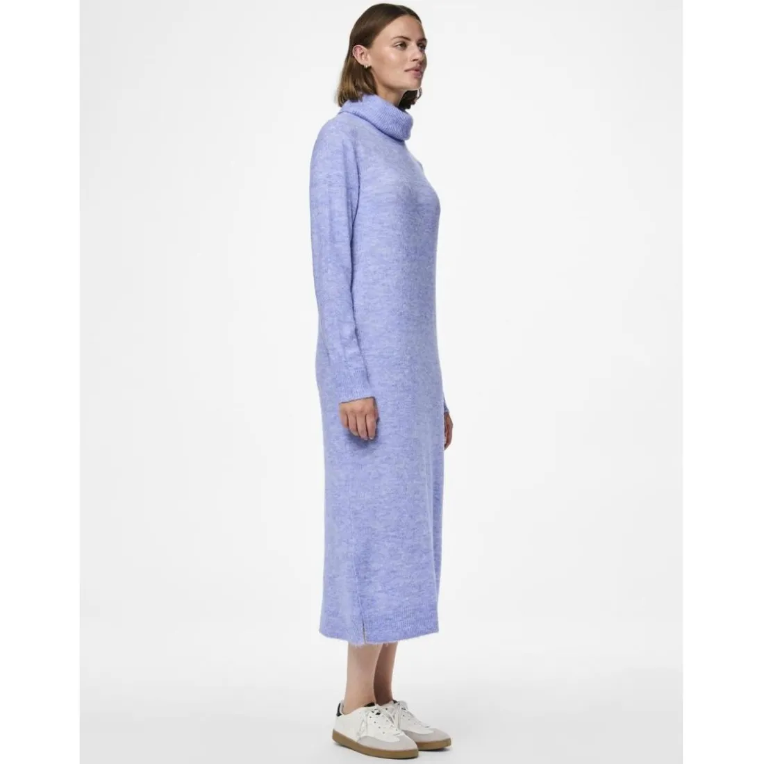 Robe en maille manches longues bleu Clio