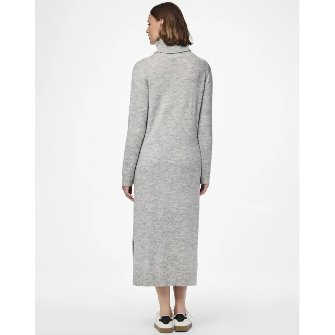 Robe en maille manches longues gris clair Vivi