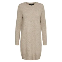 Robe en maille Relaxed Fit Col rond Manches longues Au-dessus du genou marron