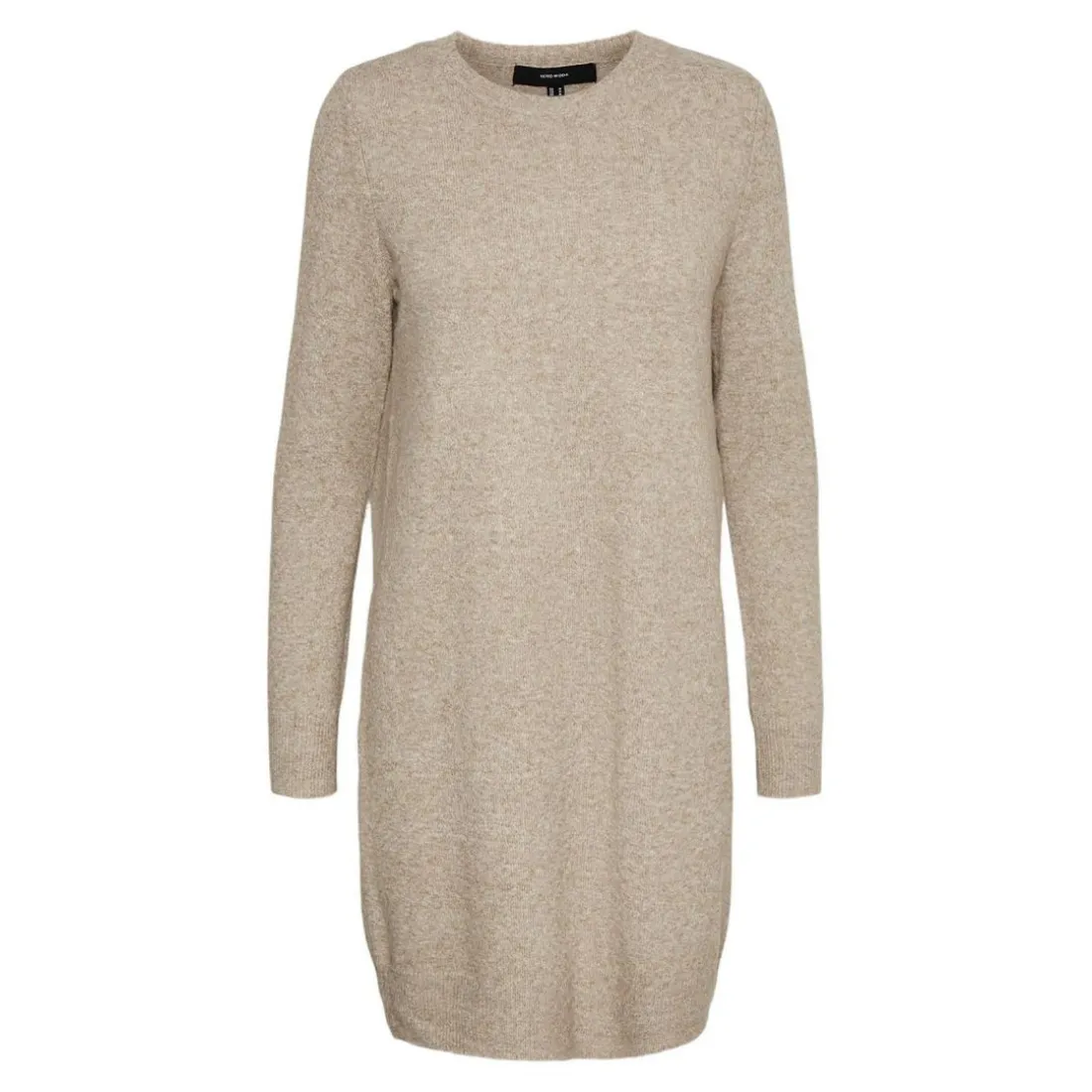 Robe en maille Relaxed Fit Col rond Manches longues Au-dessus du genou marron