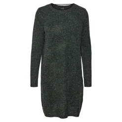Robe en maille Relaxed Fit Col rond Manches longues Au-dessus du genou vert