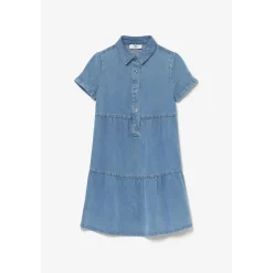 Robe evasée fille, patineuse SUNOGI bleu en tencel
