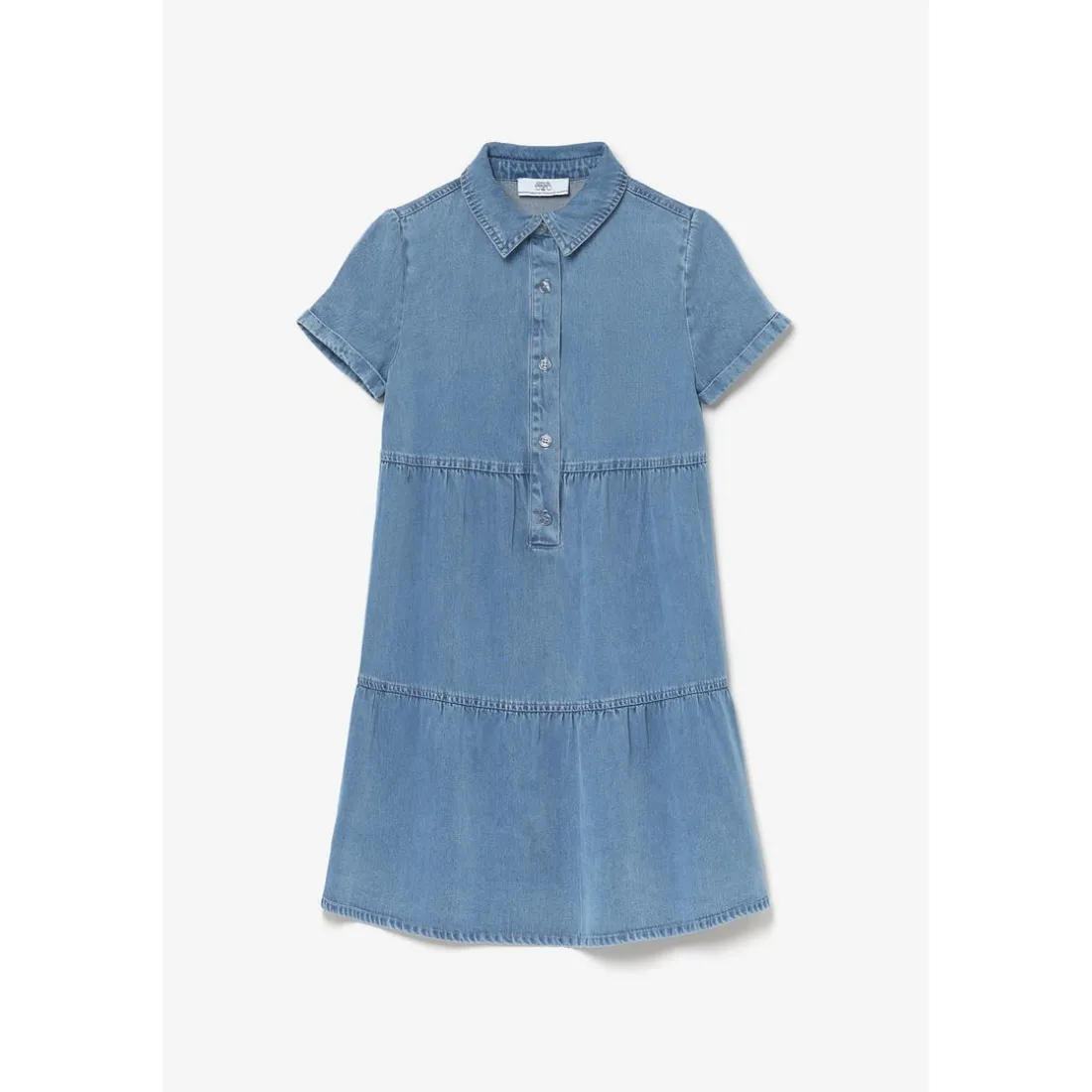 Robe evasée fille, patineuse SUNOGI bleu en tencel