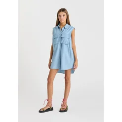 Robe fille evasée, patineuse ELISAGI bleu en cuir Tess