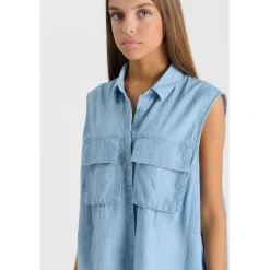 Robe fille evasée, patineuse ELISAGI bleu en cuir Tess