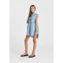 Robe fille evasée, patineuse ELISAGI bleu en cuir Tess