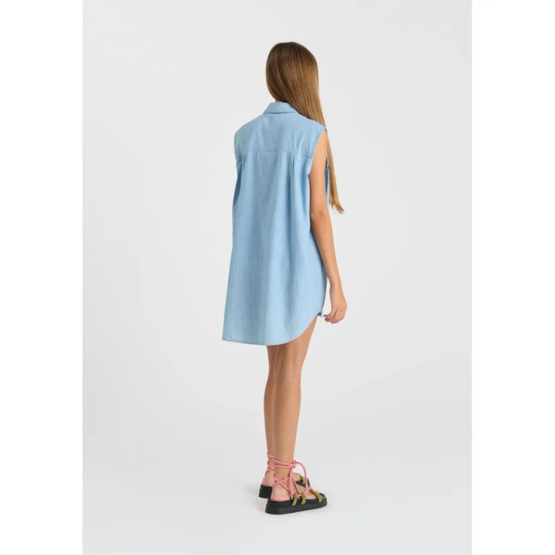 Robe fille evasée, patineuse ELISAGI bleu en cuir Tess