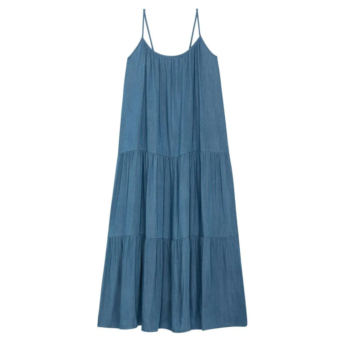 Robe fine bretelle Anaya bleu en viscose
