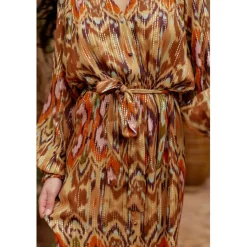 Robe imprimée RIBELLA aztek en viscose ocre