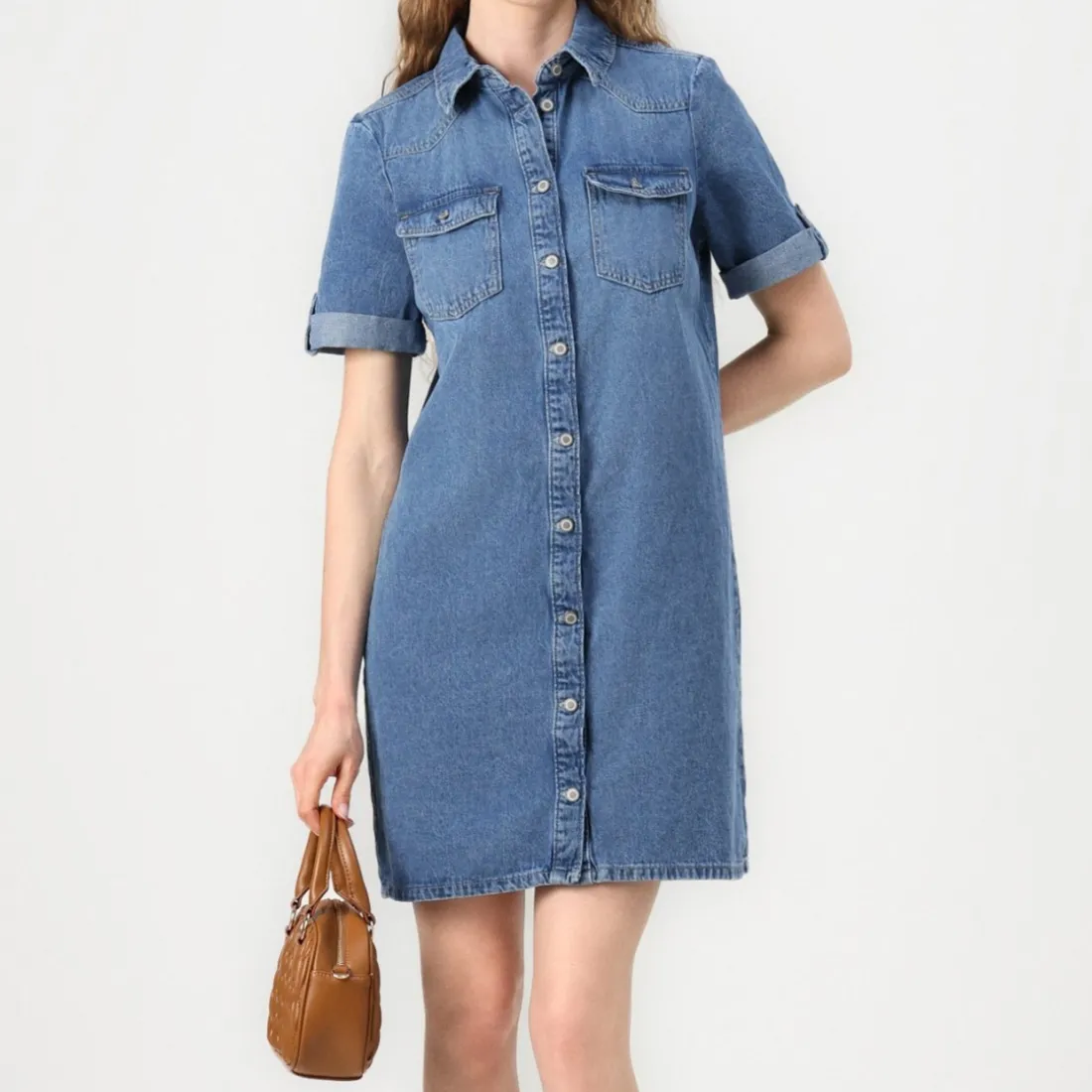 Robe Jean courte ONLLISA - Bleu en coton Rose