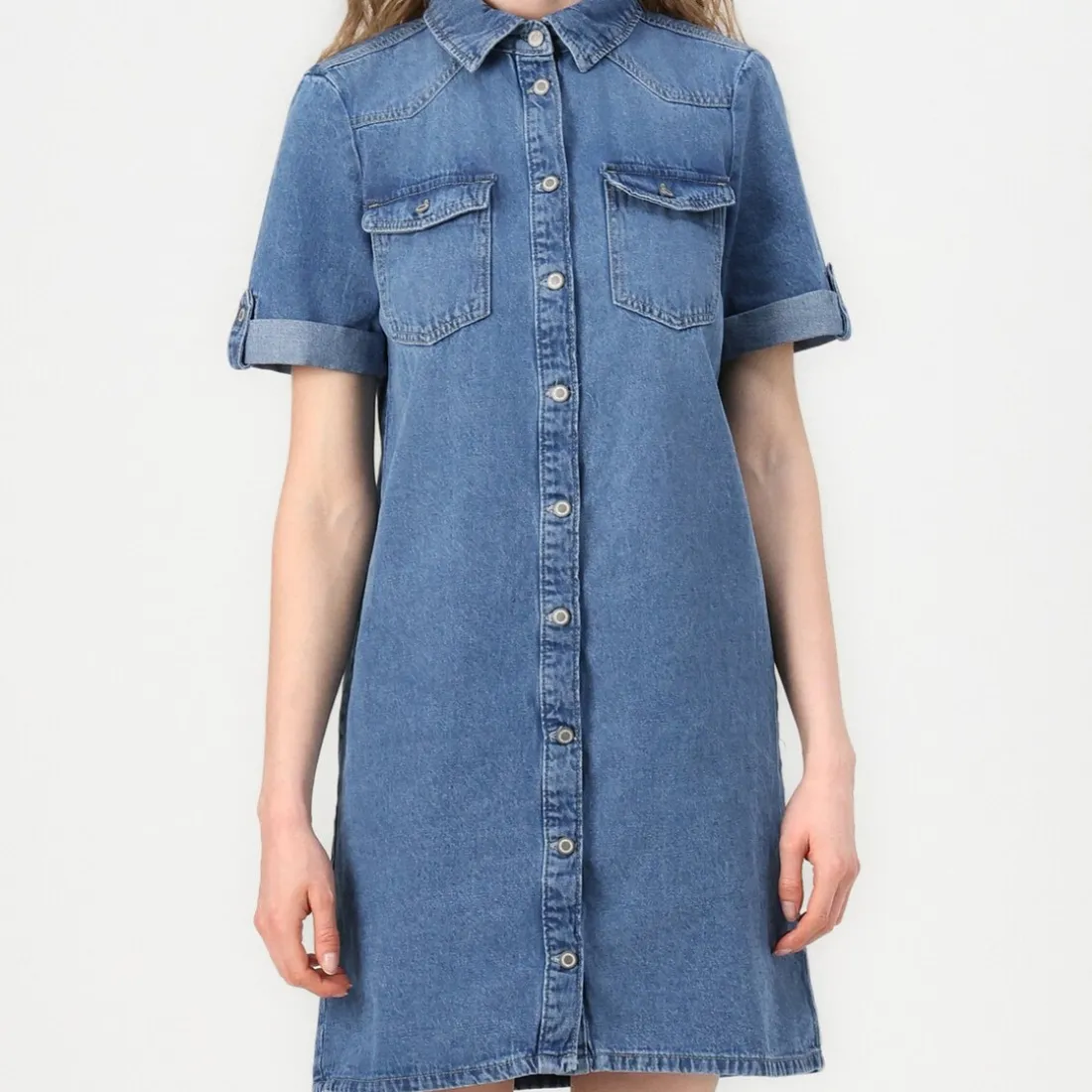 Robe Jean courte ONLLISA - Bleu en coton Rose