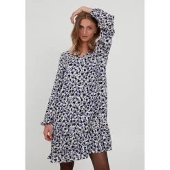 Robe légère imprimée bleu stone en viscose