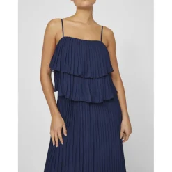 Robe longue à bretelles Chiffan bleu Luna