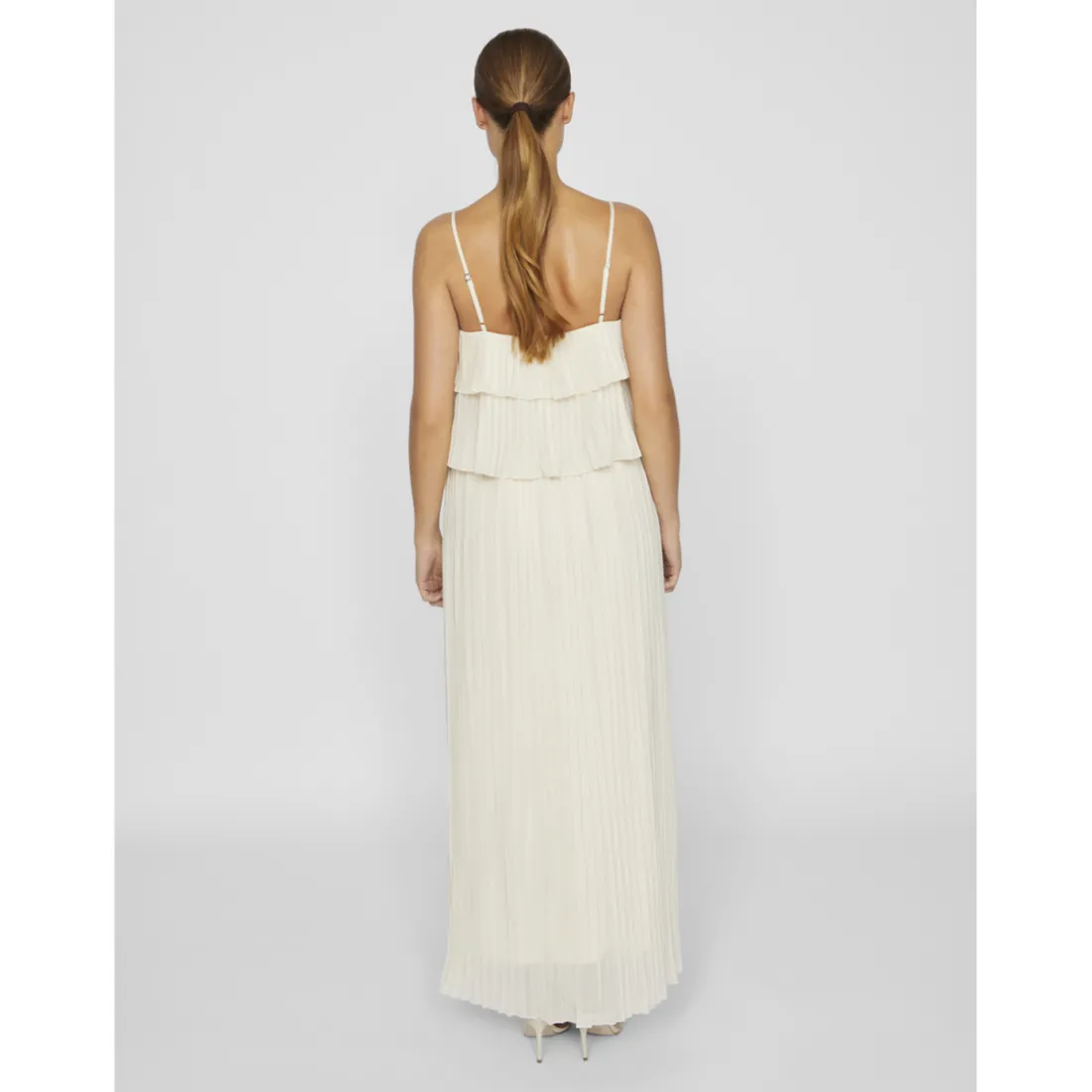 Robe longue à bretelles Chiffan gris Gaia