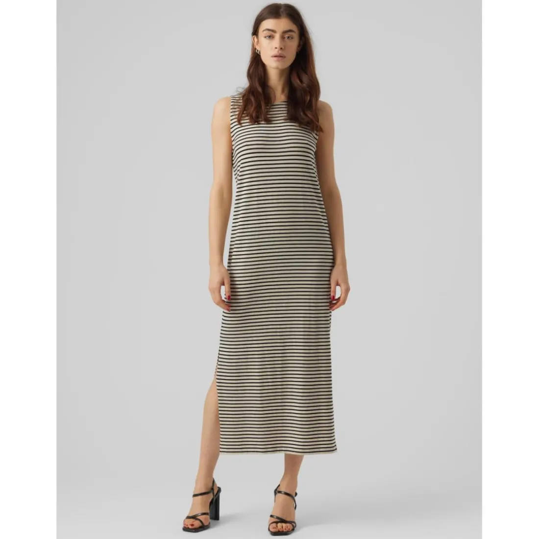 Robe longue avec fentes latérales gris
