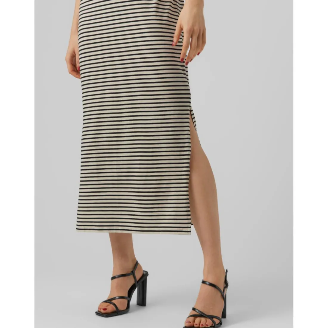 Robe longue avec fentes latérales gris