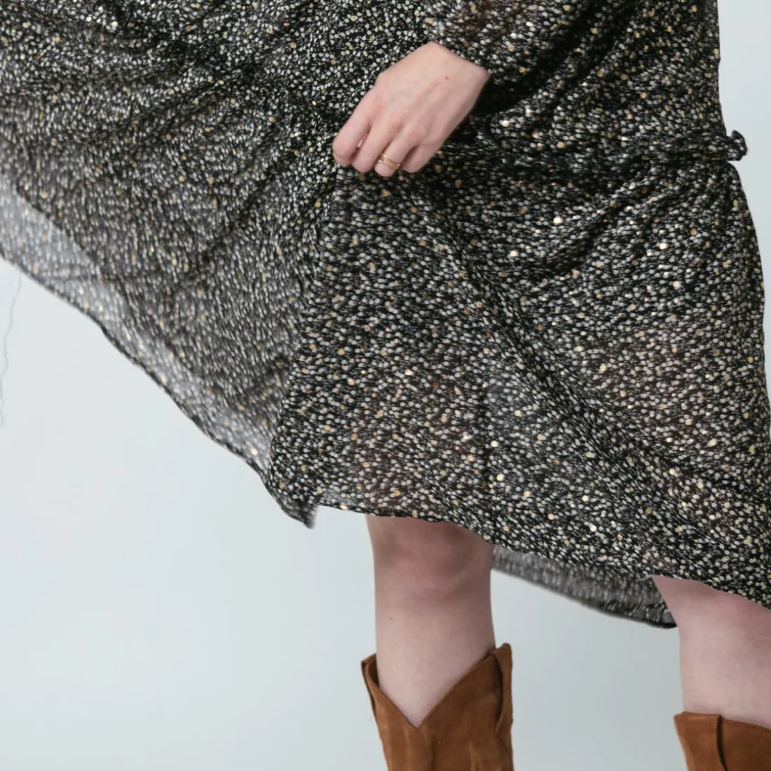 Robe longue boutonnée Jeanne Noire
