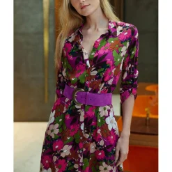 Robe longue BRIAGA fleur rose