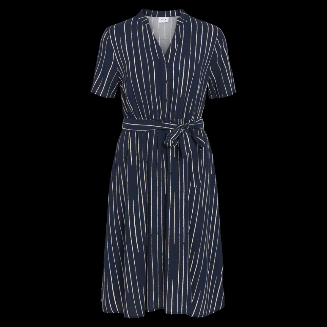 Robe longue chemise bleu foncé en viscose
