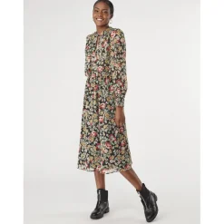 Robe longue cintrée ouverture poitrine noir