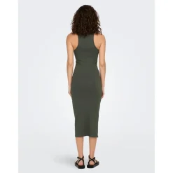 Robe longue Col rond Sans manches Au-dessus du genou gris en coton