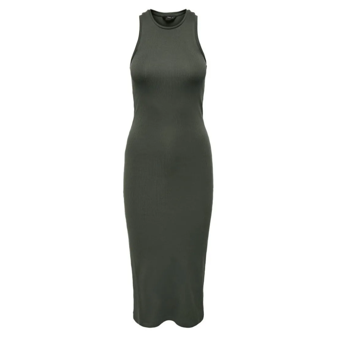 Robe longue Col rond Sans manches Au-dessus du genou gris en coton