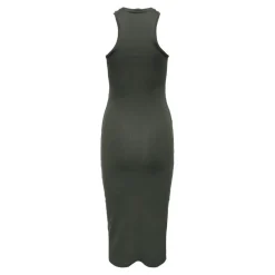 Robe longue Col rond Sans manches Au-dessus du genou gris en coton