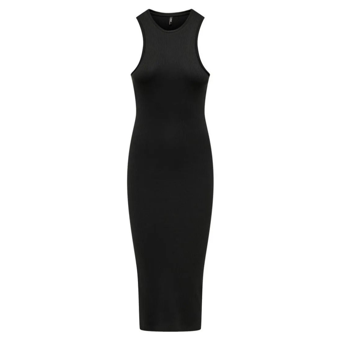 Robe longue Col rond Sans manches Au-dessus du genou noir en coton