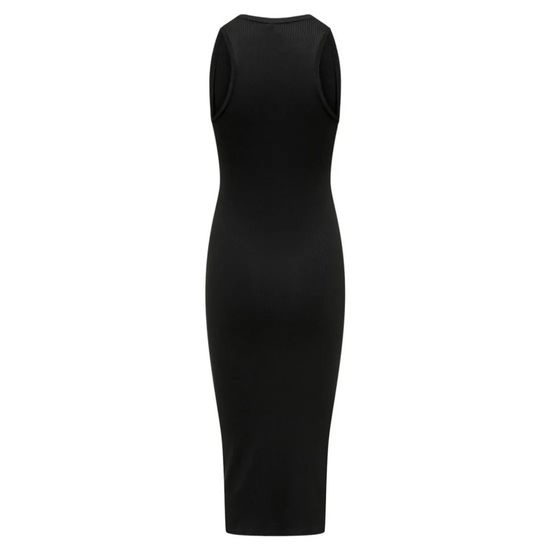 Robe longue Col rond Sans manches Au-dessus du genou noir en coton