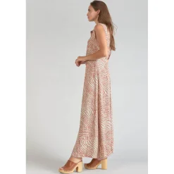 Robe longue droite CUOCO orange en viscose