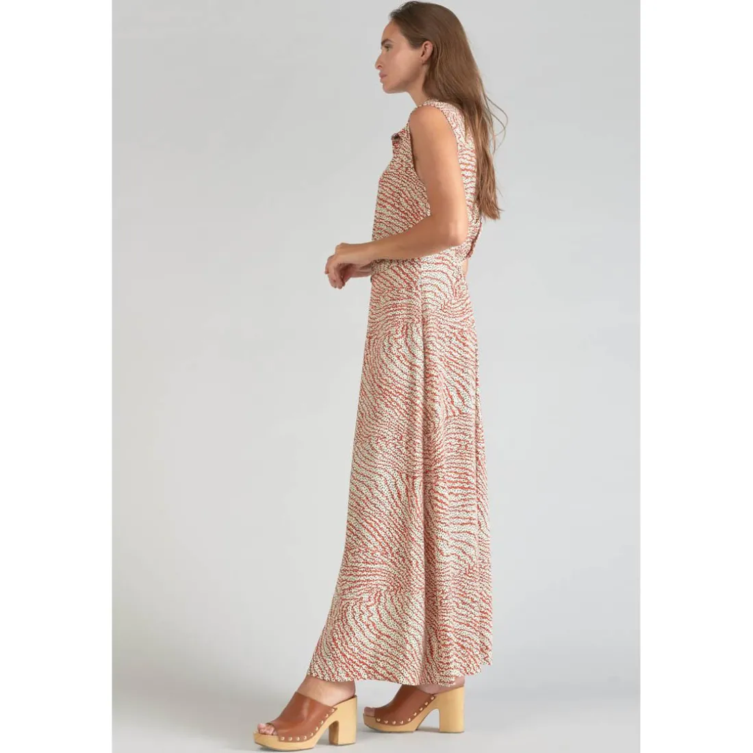 Robe longue droite CUOCO orange en viscose