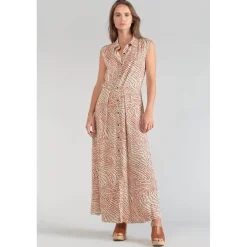 Robe longue droite CUOCO orange en viscose