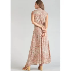 Robe longue droite CUOCO orange en viscose