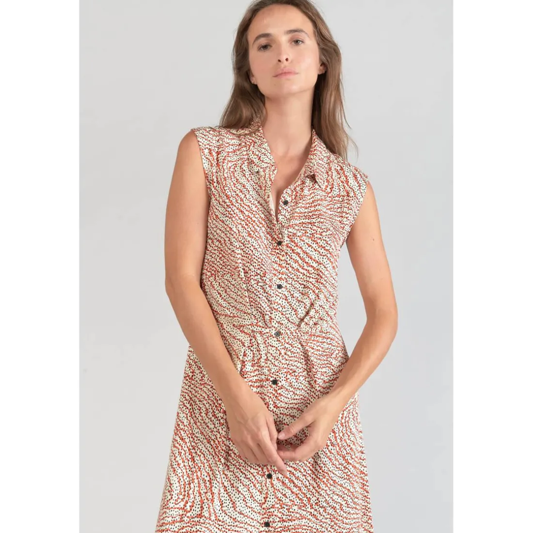 Robe longue droite CUOCO orange en viscose
