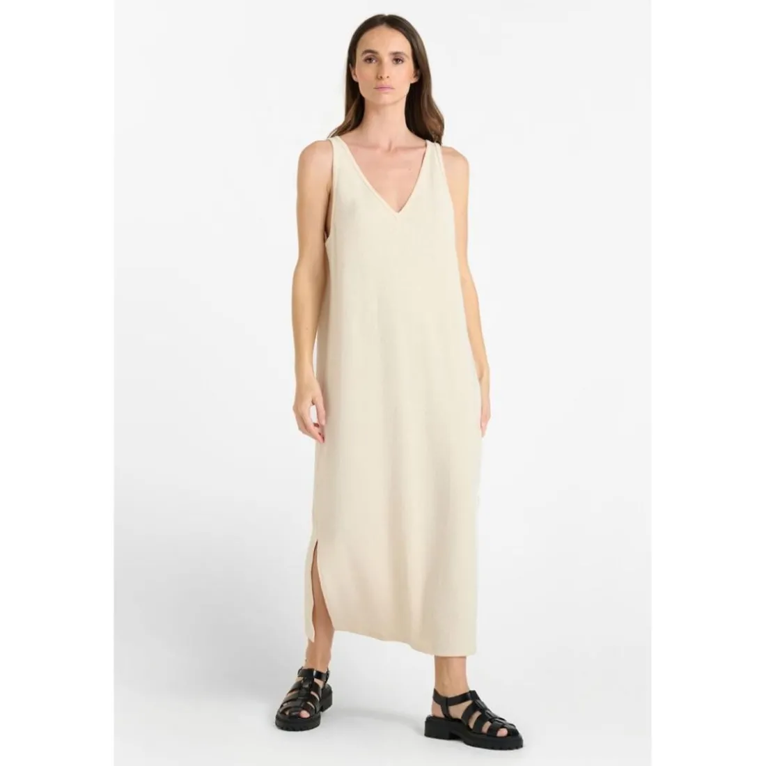 Robe longue droite DIEGA beige Eden
