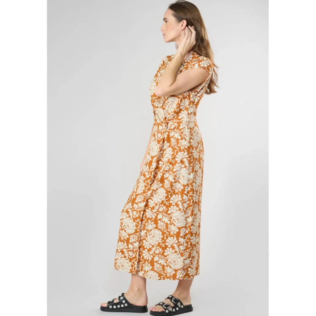 Robe longue droite JOUBARB blanc Yara en viscose