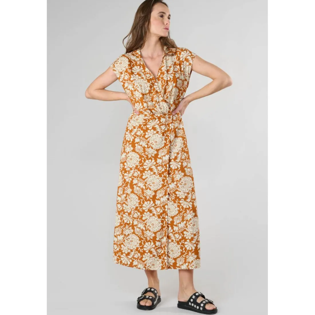 Robe longue droite JOUBARB blanc Yara en viscose