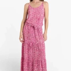 Robe longue droite LISAKA rose Sue