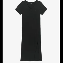Robe longue droite ROJO noir Vera en coton