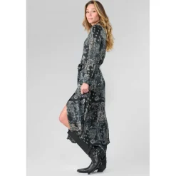 Robe longue droite SERAPHY noir Nia en viscose