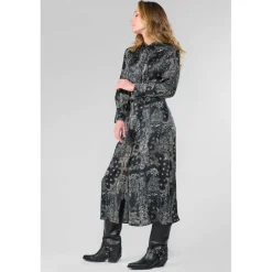 Robe longue droite SERAPHY noir Nia en viscose