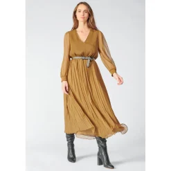 Robe longue droite TOBY marron