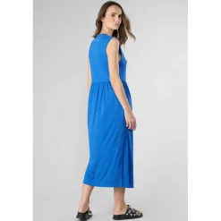 Robe longue droite TOLYPEL bleu Rae en tencel